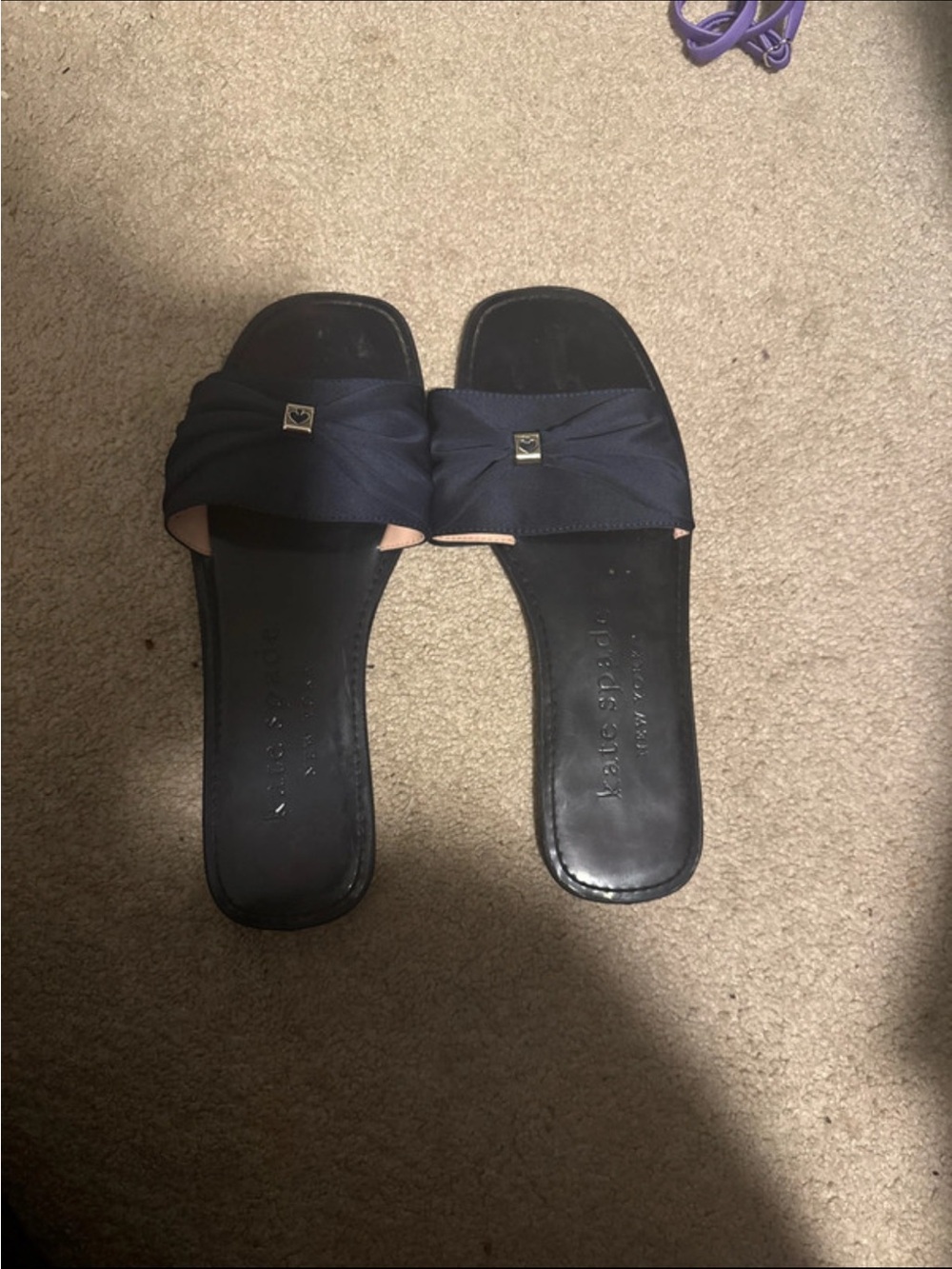 kate spade Navy Knotted Slide Sandals